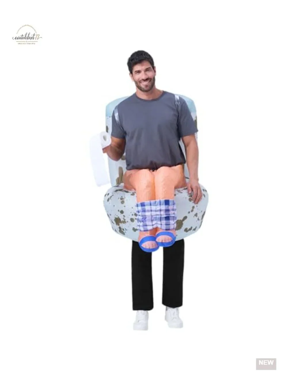 Inflatable Toilet Costume Funny Blow Up Adult Halloween Party Cosplay